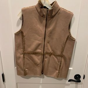 Andrea Jovine Vest Womens Faux Fur Shearling Brown Size small